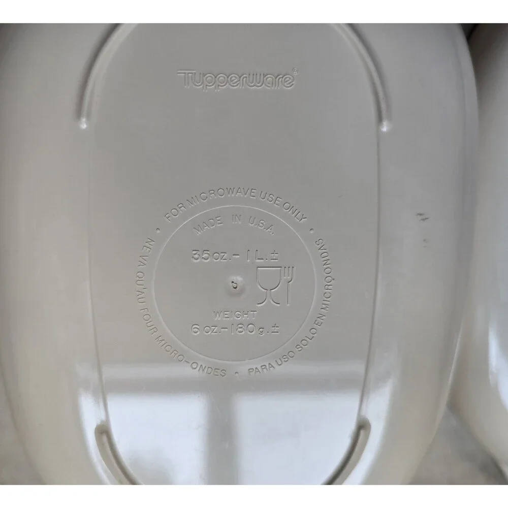 Vtg Tupperware Almond Oval Steamer Casserole Dish Lid Micro-Cookware 35 oz 1L